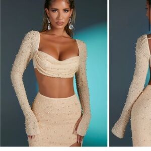 Elegant BLUE Beaded Two-Piece Set